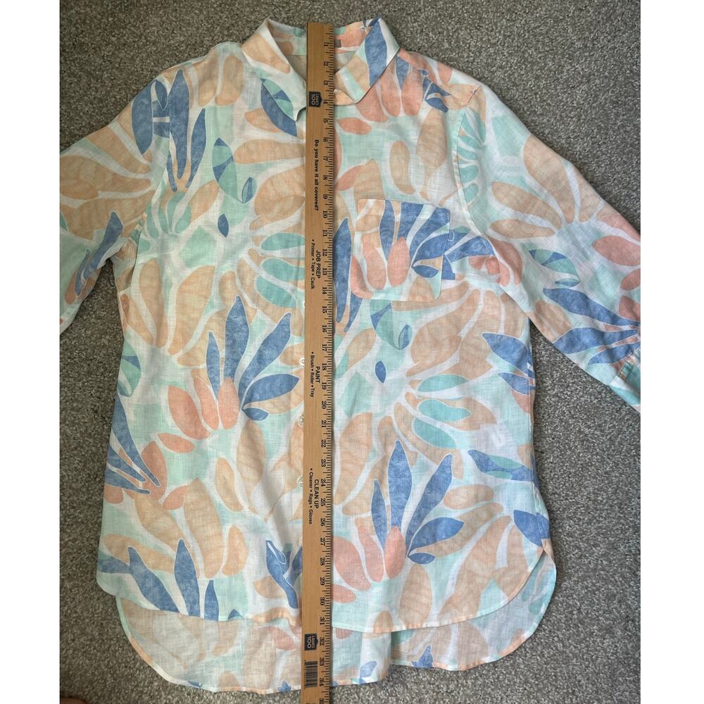 Chico's No Iron Linen Tropical Leaf Print Tunic Blouse 3/4 Sleeves 16/18 (3) - Picture 10 of 11